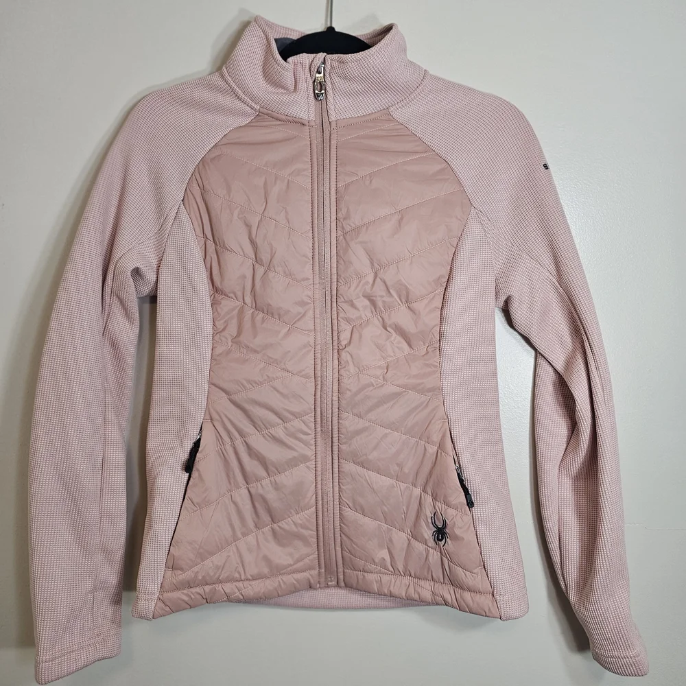 Spyder Pink Quilted Fleece Zip Jacket Women’s S Winter Cozy Ski Streetwear - Picture 2 of 12